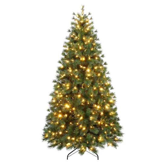 Puleo International; 7.5ft. Pre-Lit Colorado Pine Artificial Christmas Tree, Dual-Color LED Lights; Category:Shop All Christmas Trees; Image:1